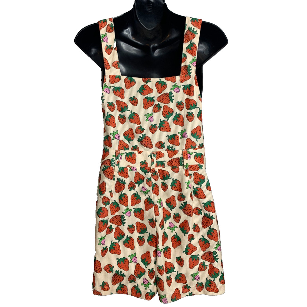 Cider Women's XS Strawberry Patch Romper Belt Loops, Pockets, Side Zip NEW - Picture 5 of 9
